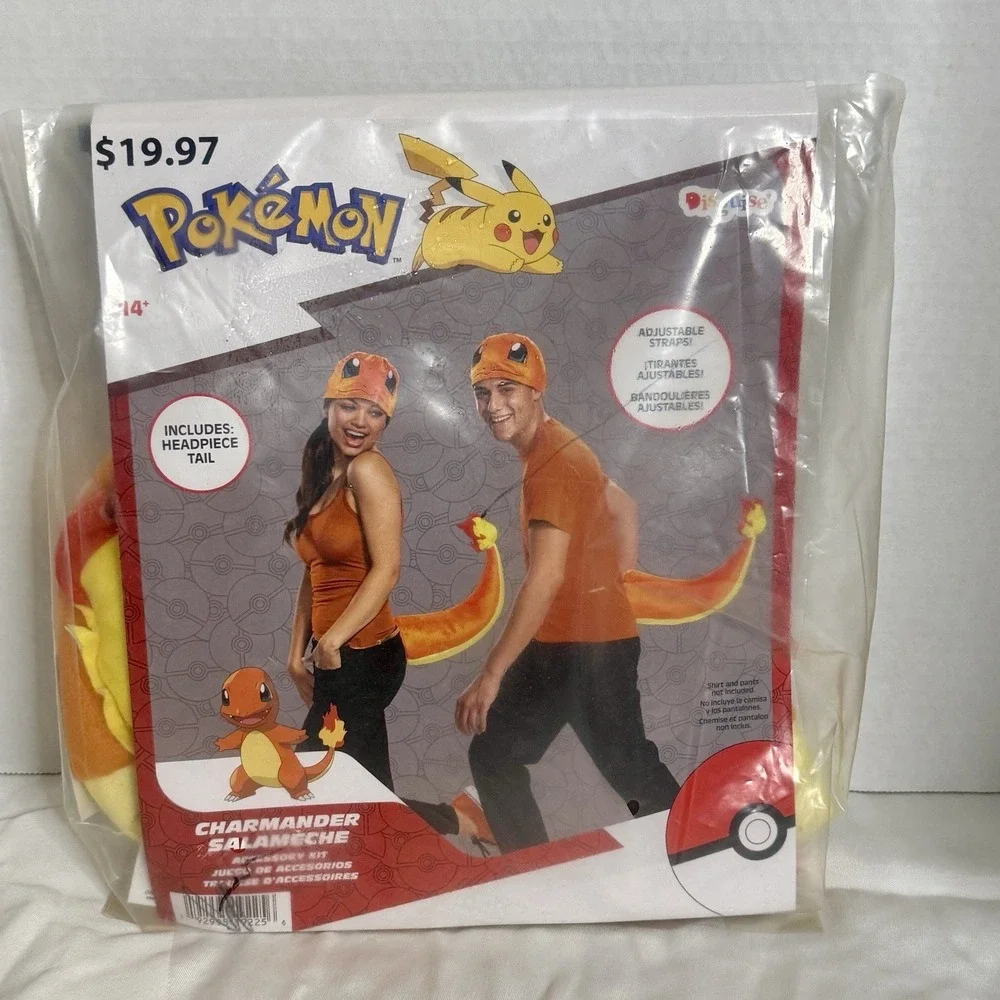 Charmander Adult Costume Accessory Kit NEW Pokemon Headpiece Tail Halloween